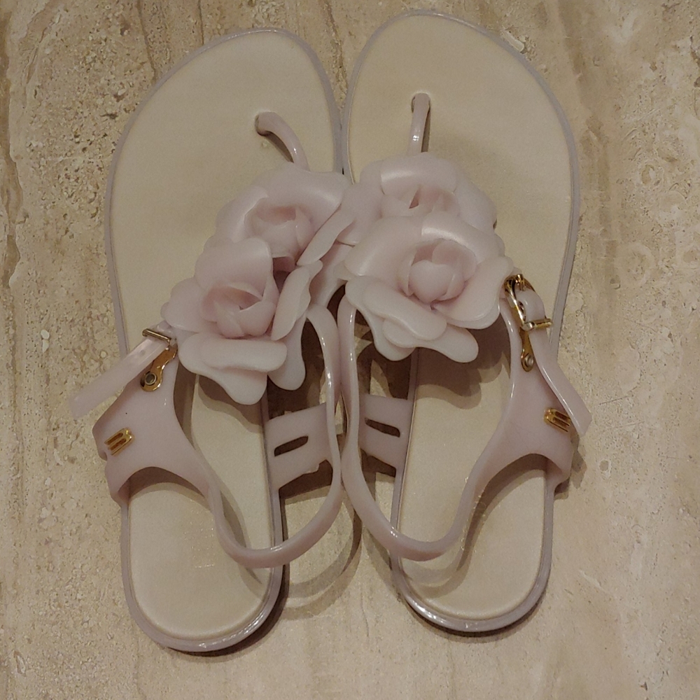 Melissa Flower Floral Sandals Pink/Nude Sz 7